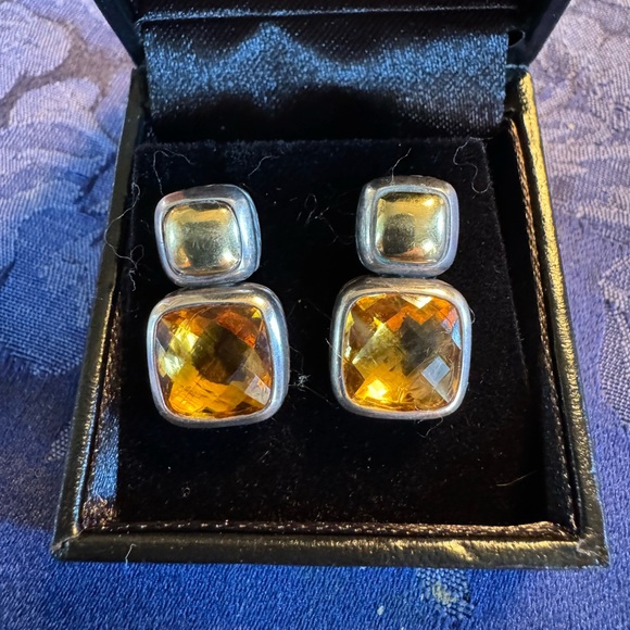 David Yurman Chicklet Earrings Citrine and Gold - Picture 7 of 7